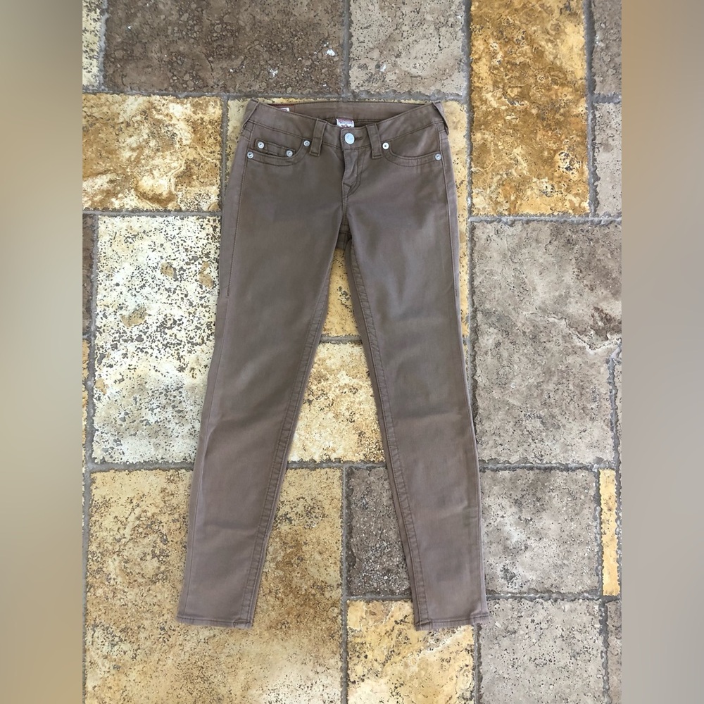 TRUE RELIGION - VTG Y2K CASEY LOW-RISE SKINNY JEANS + TAN/WOMENS SIZE 27